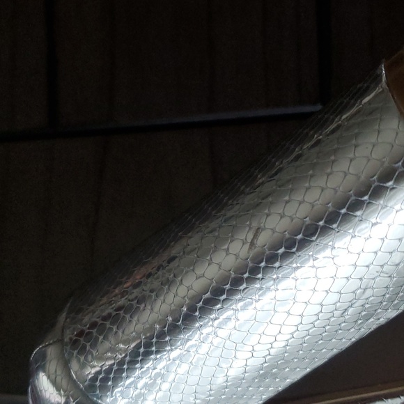 Boohoo Wide Width Snake Metallic Platform Heels, Metallic, US9 (UK7) NWOTs - Picture 11 of 16